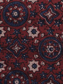 Red Blue Ivory Ajrakh Printed Cotton Fabric Per Meter - F003F1201