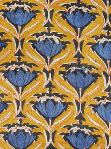 Mustard Indigo Black Ivory Hand Block Printed Cotton Fabric Per Meter - F001F1377