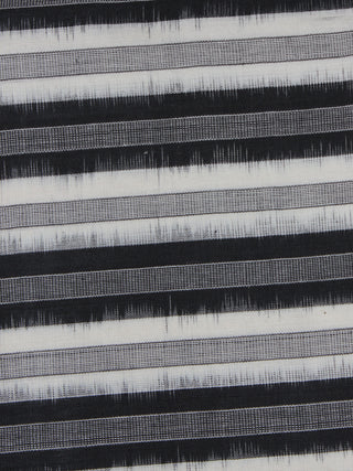 Black Grey White Pochampally Hand Weaved Double Ikat Fabric Per Meter - F091F762