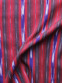 Crimson Purple White Pochampally Hand Weaved Ikat Fabric Per Meter - F003F1260
