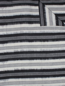 Black Grey White Pochampally Hand Weaved Double Ikat Fabric Per Meter - F091F762