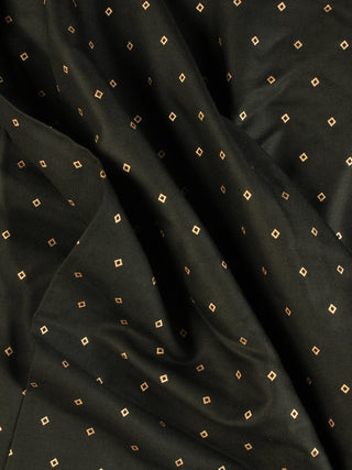Green Gold Block Printed Cotton Fabric Per Meter - F001F2202