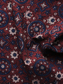 Red Blue Ivory Ajrakh Printed Cotton Fabric Per Meter - F003F1201