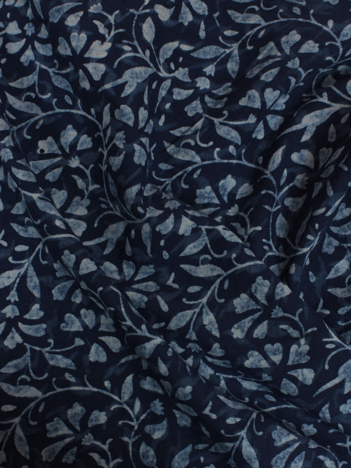 Indigo Hand Block Printed Cotton Cambric Fabric Per Meter - F0916207