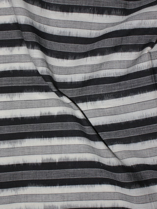 Black Grey White Pochampally Hand Weaved Double Ikat Fabric Per Meter - F091F762