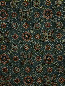 Green Maroon Yellow Ajrakh Hand Block Printed Cotton Blouse Fabric - BPA048