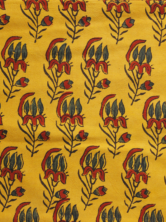 Yellow Black Red Blue Ajrakh Hand Block Printed Cotton Blouse Fabric - BPA072