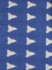 Cobalt Blue Ivory Pochampally Hand Weaved Double Ikat Traingular Fabric Per Meter - F0916757