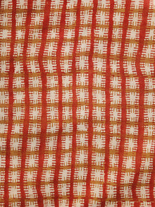 Rust Orange Beige Hand Block Printed Cotton Fabric Per Meter - F001F1094