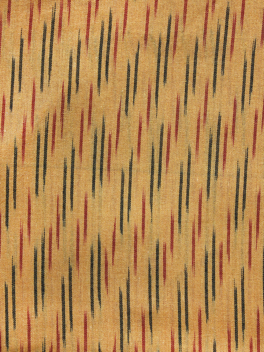 Mustard Yellow Maroon Balck Pochampally Hand Weaved Ikat Fabric Per Meter - F003F1257