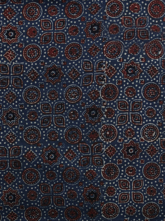 Blue Red Black Ajrakh Printed Cotton Fabric Per Meter - F003F1204
