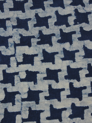 Indigo White Hand Block Printed Cotton Cambric Fabric Per Meter - F0916009