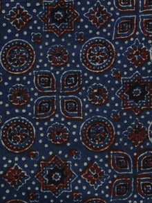 Blue Red Black Ajrakh Printed Cotton Fabric Per Meter - F003F1204