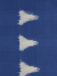 Cobalt Blue Ivory Pochampally Hand Weaved Double Ikat Traingular Fabric Per Meter - F0916757