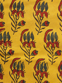 Yellow Black Red Blue Ajrakh Hand Block Printed Cotton Blouse Fabric - BPA072