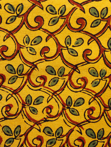 Yellow Green Maroon Ajrakh Hand Block Printed Cotton Fabric Per Meter - F003F1621