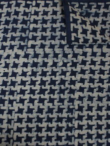 Indigo White Hand Block Printed Cotton Cambric Fabric Per Meter - F0916009