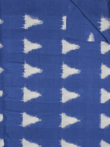 Cobalt Blue Ivory Pochampally Hand Weaved Double Ikat Traingular Fabric Per Meter - F0916757