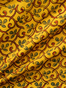 Yellow Green Maroon Ajrakh Hand Block Printed Cotton Fabric Per Meter - F003F1621