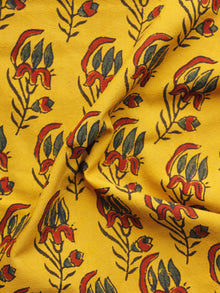 Yellow Black Red Blue Ajrakh Hand Block Printed Cotton Blouse Fabric - BPA072