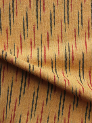 Mustard Yellow Maroon Balck Pochampally Hand Weaved Ikat Fabric Per Meter - F003F1257