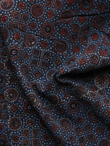 Blue Red Black Ajrakh Printed Cotton Fabric Per Meter - F003F1204