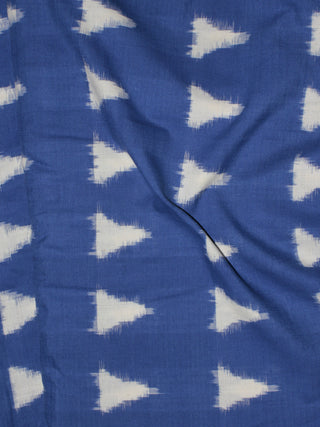Cobalt Blue Ivory Pochampally Hand Weaved Double Ikat Traingular Fabric Per Meter - F0916757
