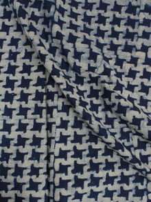 Indigo White Hand Block Printed Cotton Cambric Fabric Per Meter - F0916009