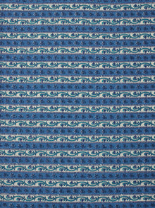 Blue White Green Hand Block Printed Cotton Fabric Per Meter - F001F2039