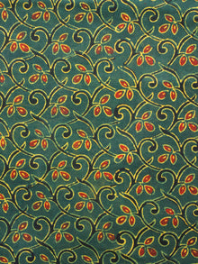 Green Yellow Red Black Ajrakh Hand Block Printed Cotton Fabric Per Meter - F003F1624