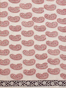 White Red Black Bagh Printed Cotton Fabric Per Meter - F005F2100