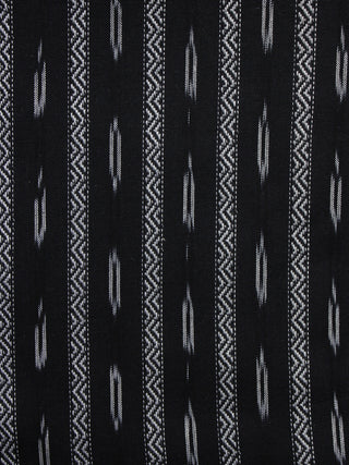 Black White Pochampally Hand Weaved Ikat Fabric Per Meter - F003F1262