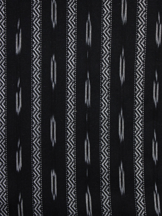 Black White Pochampally Hand Weaved Ikat Fabric Per Meter - F003F1262
