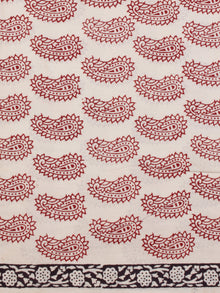 White Red Black Bagh Printed Cotton Fabric Per Meter - F005F2100