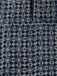 Indigo White Hand Block Printed Cotton Cambric Fabric Per Meter - F0916010
