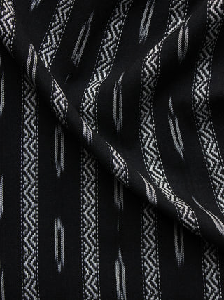 Black White Pochampally Hand Weaved Ikat Fabric Per Meter - F003F1262