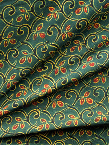 Green Yellow Red Black Ajrakh Hand Block Printed Cotton Fabric Per Meter - F003F1624
