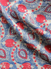 Indigo Pink Beige Hand Block Printed Cotton Fabric Per Meter - F001F1379