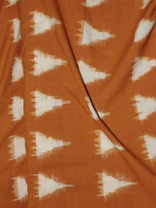 Mustard Yellow Ivory Pochampally Hand Weaved Double Ikat Traingular Fabric Per Meter - F0916758