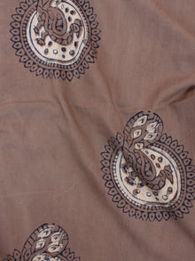 Brown Beige Blue Hand Block Printed Cotton Fabric Per Meter - F0916187