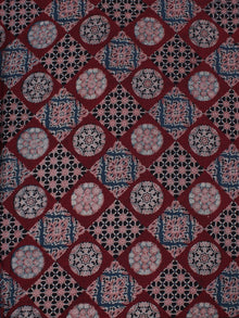 Maroon Ivory Pink Black Ajrakh Block Printed Cotton Fabric Per Meter - F0916677