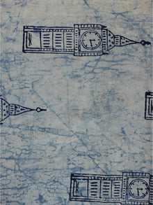 Indigo Hand Block Printed Cotton Cambric Fabric Per Meter - F0916111