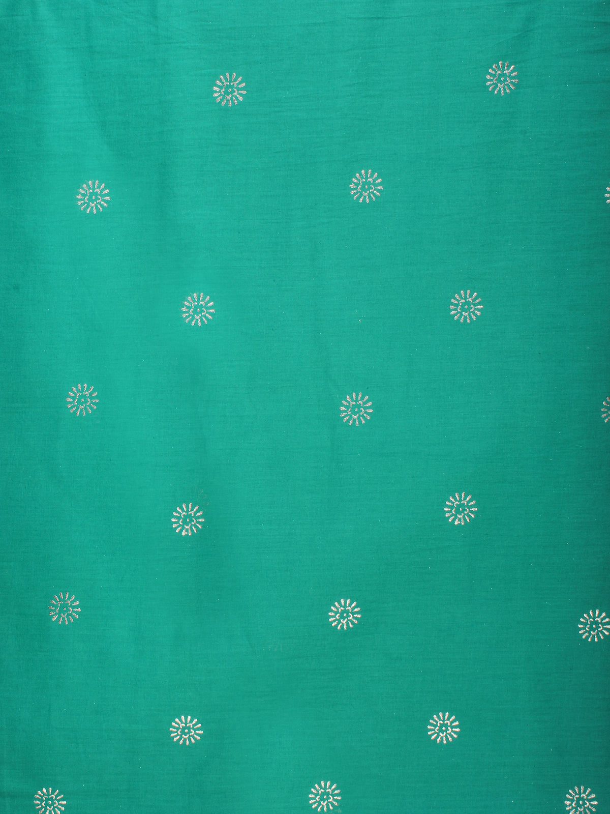 Sea Green White Block Printed Cotton Fabric Per Meter - F001F2208