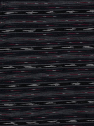 Black Grey Red Pochampally Hand Weaved Ikat Fabric Per Meter - F0916717