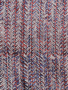 Ivory Red Blue Hand Block Printed Cotton Fabric Per Meter - F001F1148