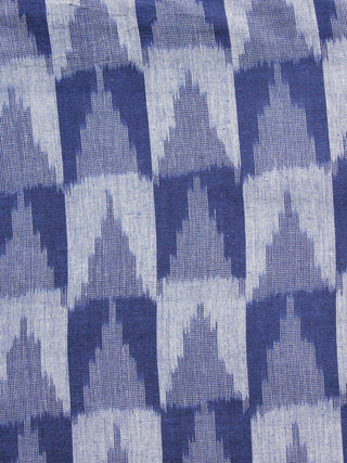 Blue White Grey Pochampally Hand Woven Ikat Fabric Per Meter - F002F1053