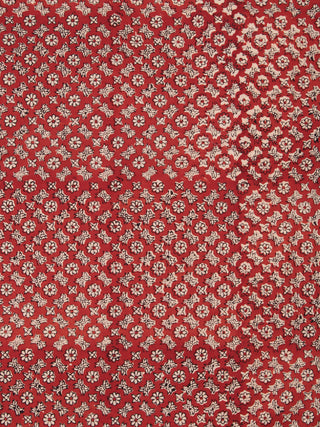 Rustic Red Hand Block Printed Cotton Fabric Per Meter - F001F2442