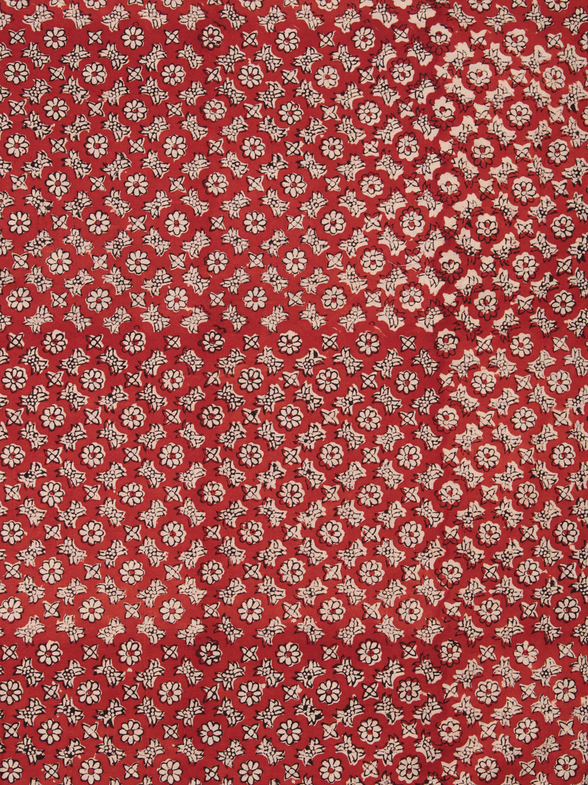 Rustic Red Hand Block Printed Cotton Fabric Per Meter - F001F2442