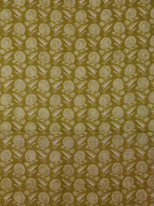 Olive Green OffWhite silver Block Printed Cotton Fabric Per Meter - F001F2395