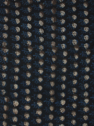 Indigo Black Ivory Hand Block Printed Cotton Fabric Per Meter - F001F2130